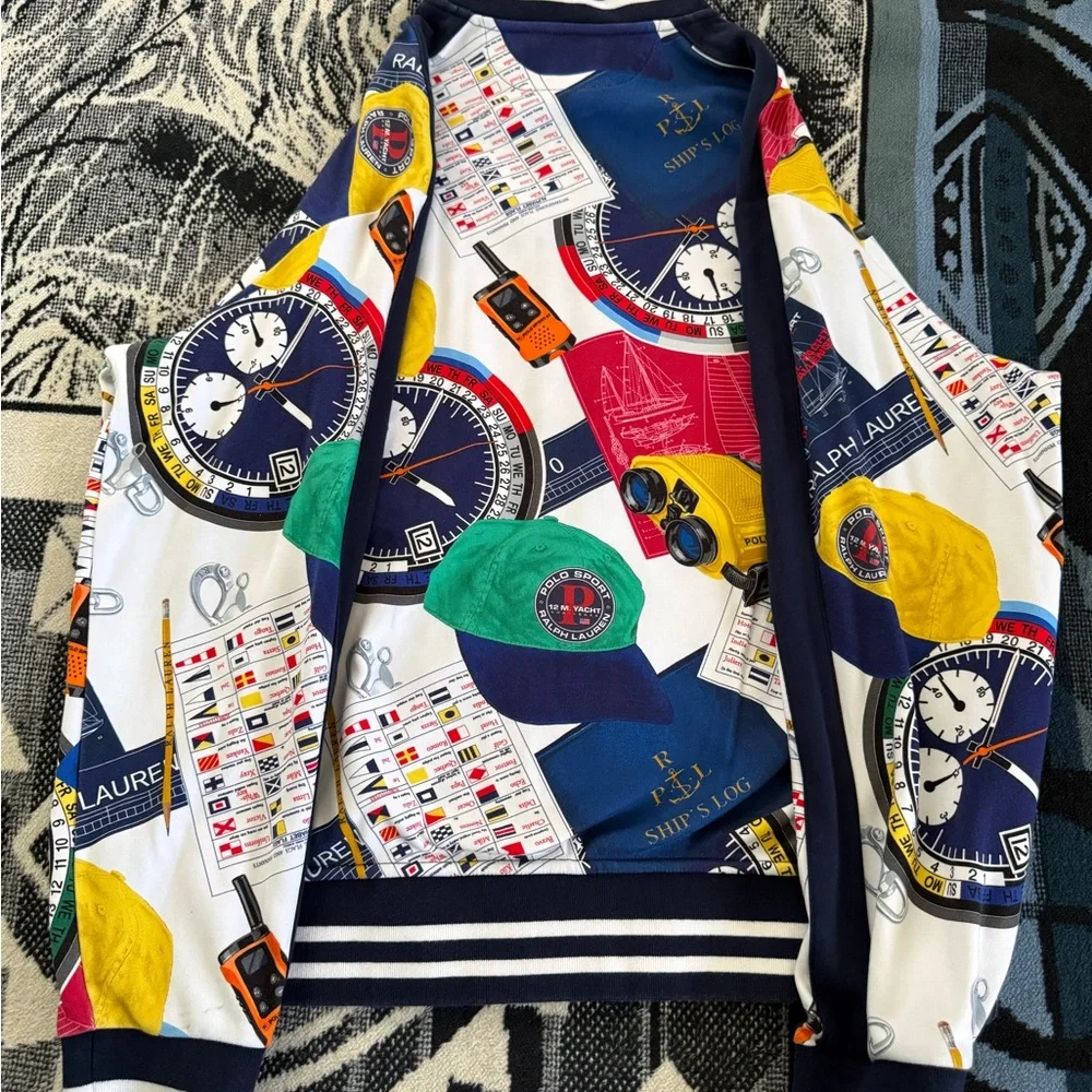 Polo Ralph Lauren Double-Knit Yacht Challenge Nautical Polo Sport Graphic Jacket